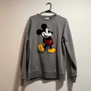 Disney Mickey Mouse Graphic Sweatshirt Grey Pullover Unisex Size Large L